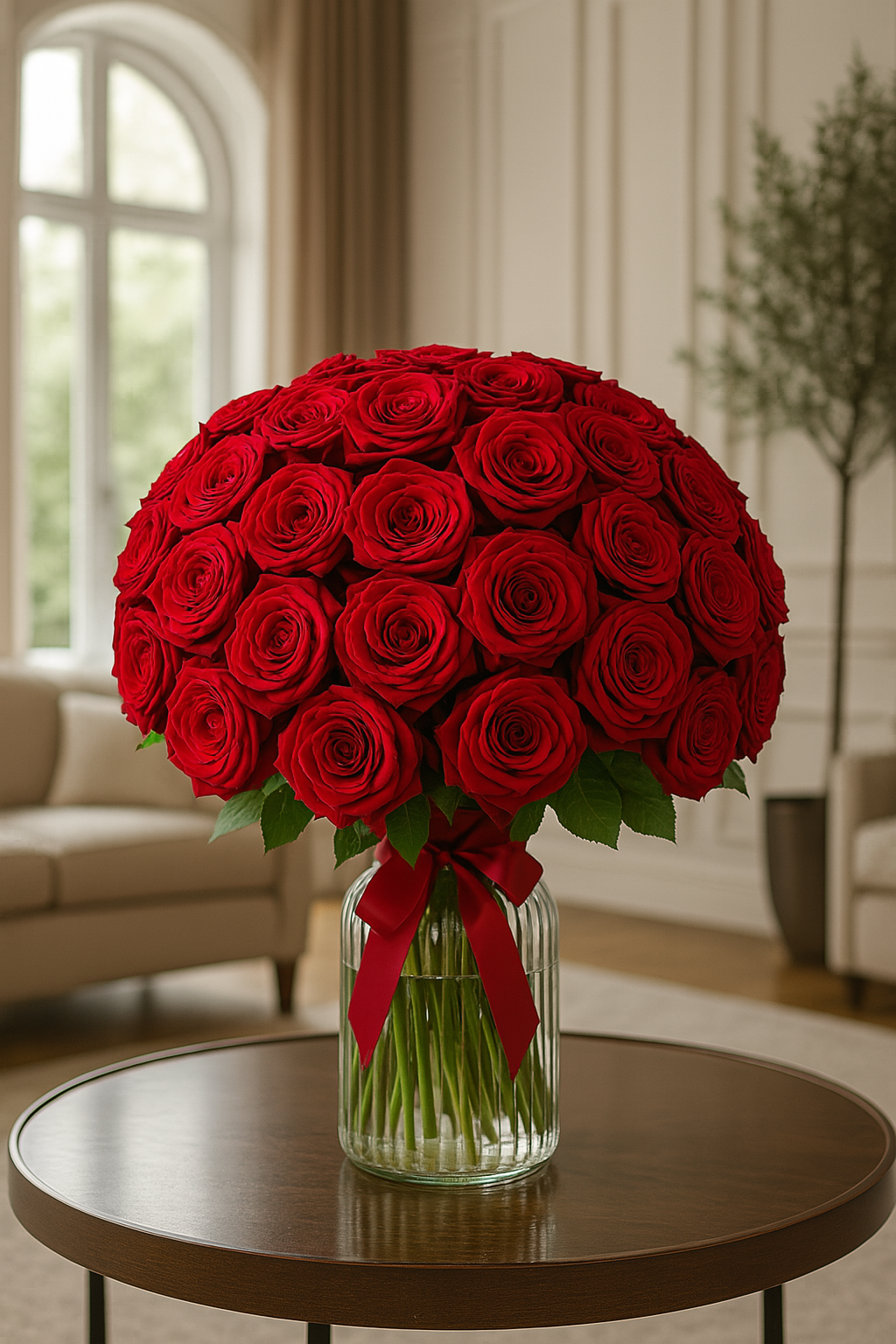 35 Red Naomi Roses Luxury Hand-Tied Bouquet