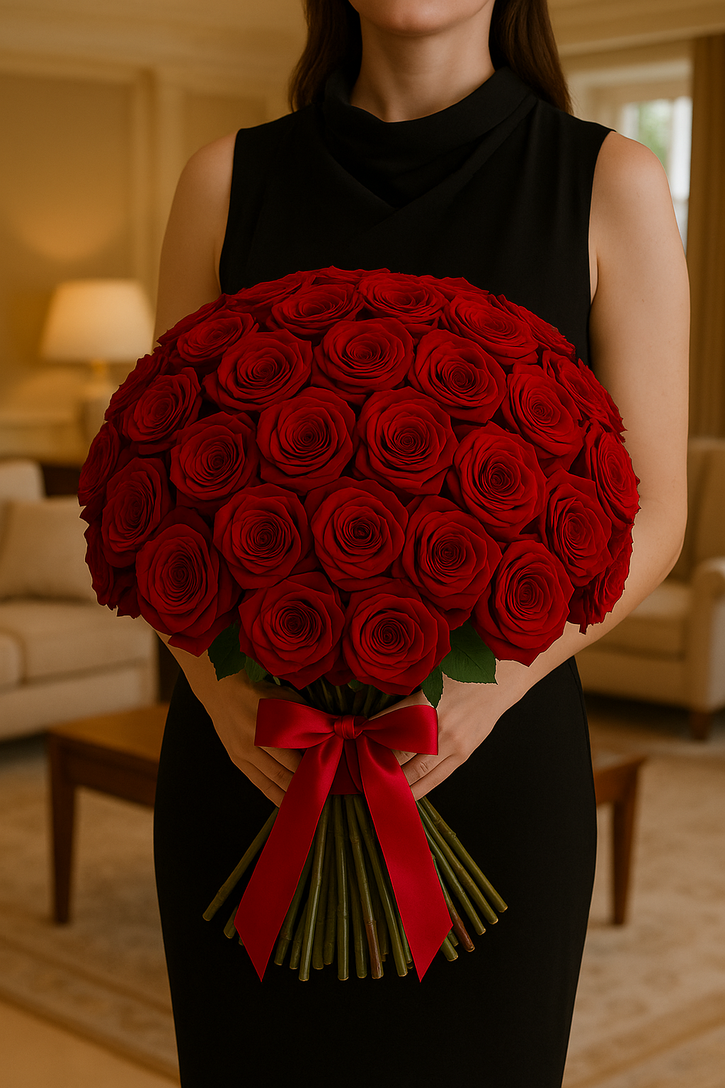 35 Red Naomi Roses Luxury Hand-Tied Bouquet