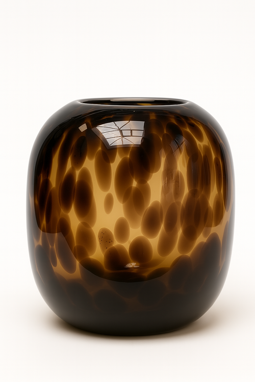 Amber Leopard Glass Vase
