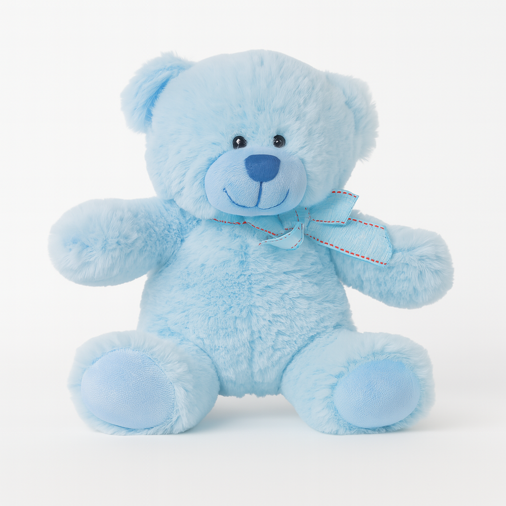 Blue Bear Soft Plush Teddy with Bow