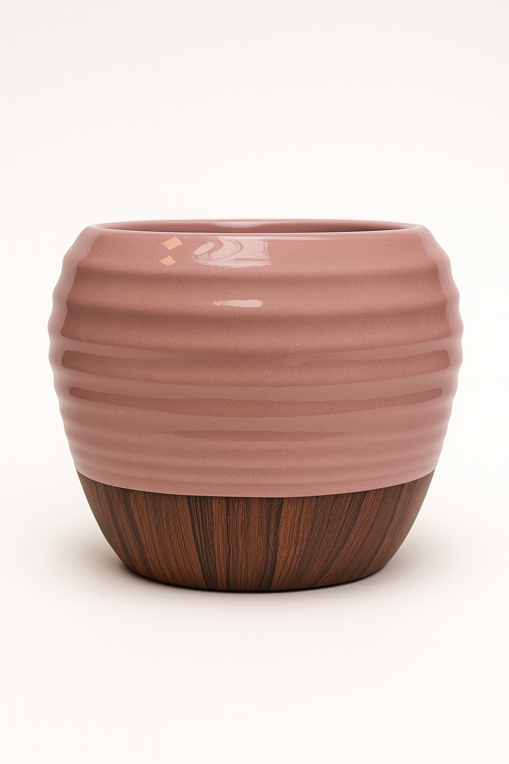 Blush & Woodgrain Ceramic Planter