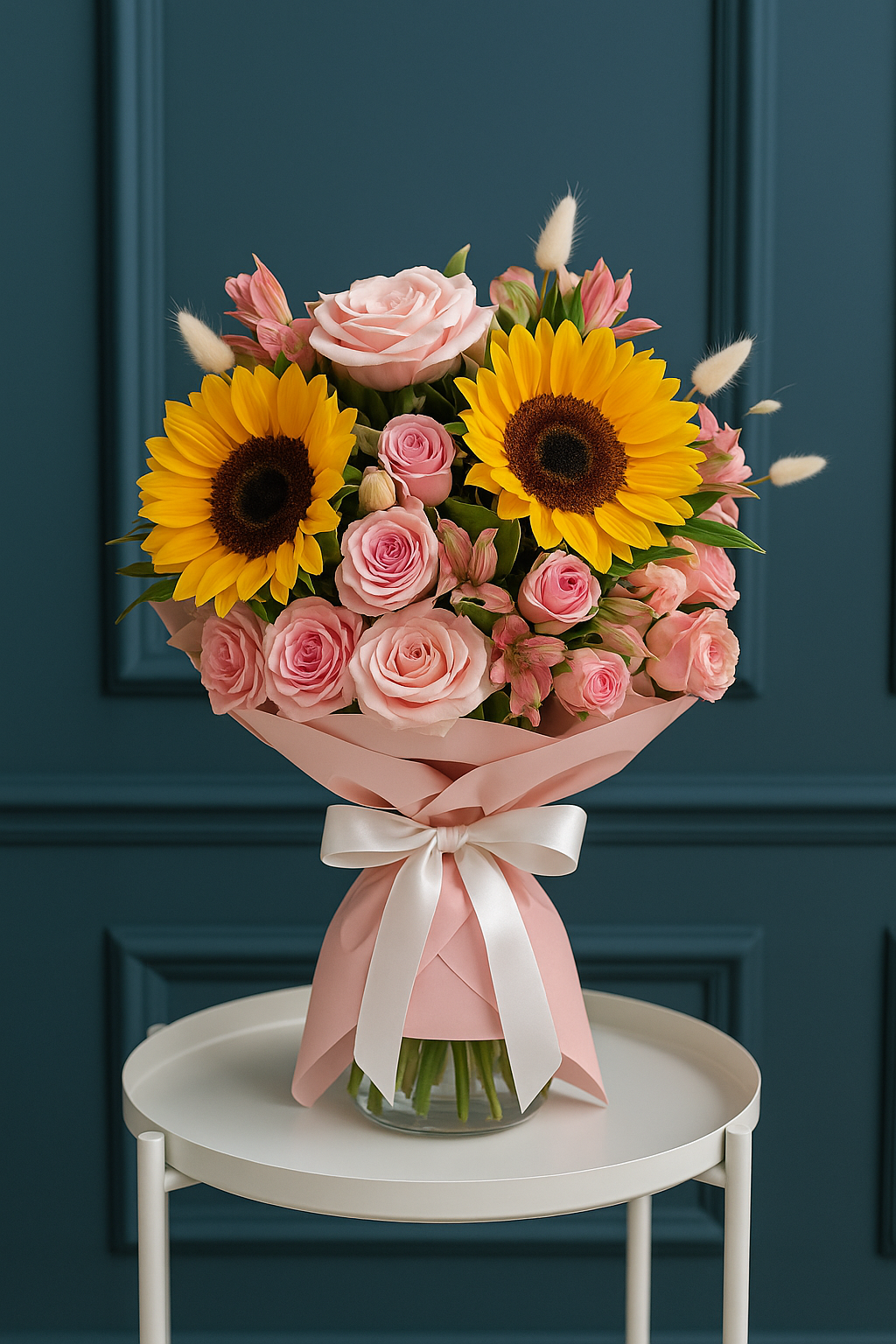 Loving Summer – Sunflower & Pink Rose Bouquet