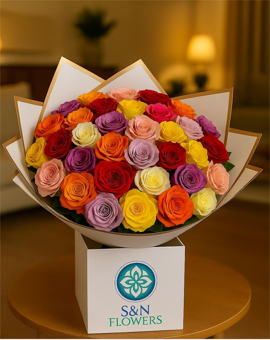 "Vibrant Elegance – Mixed Rose Bouquet"