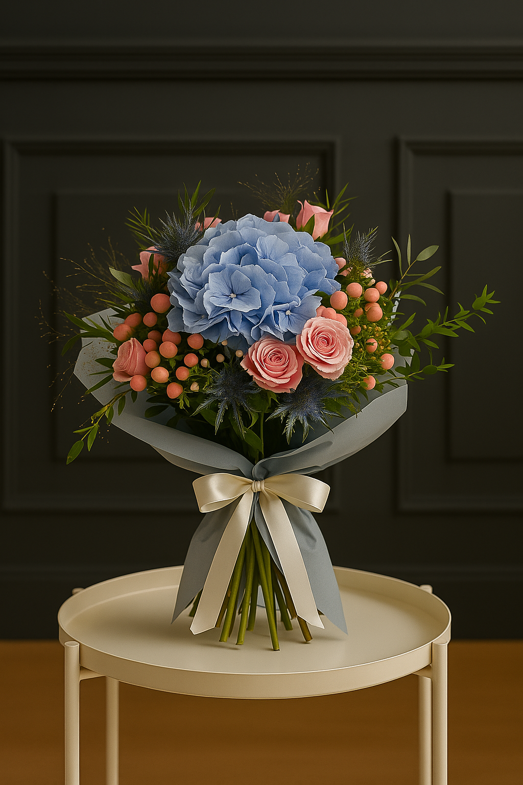 Hydrangea & Peach Rose Bouquet