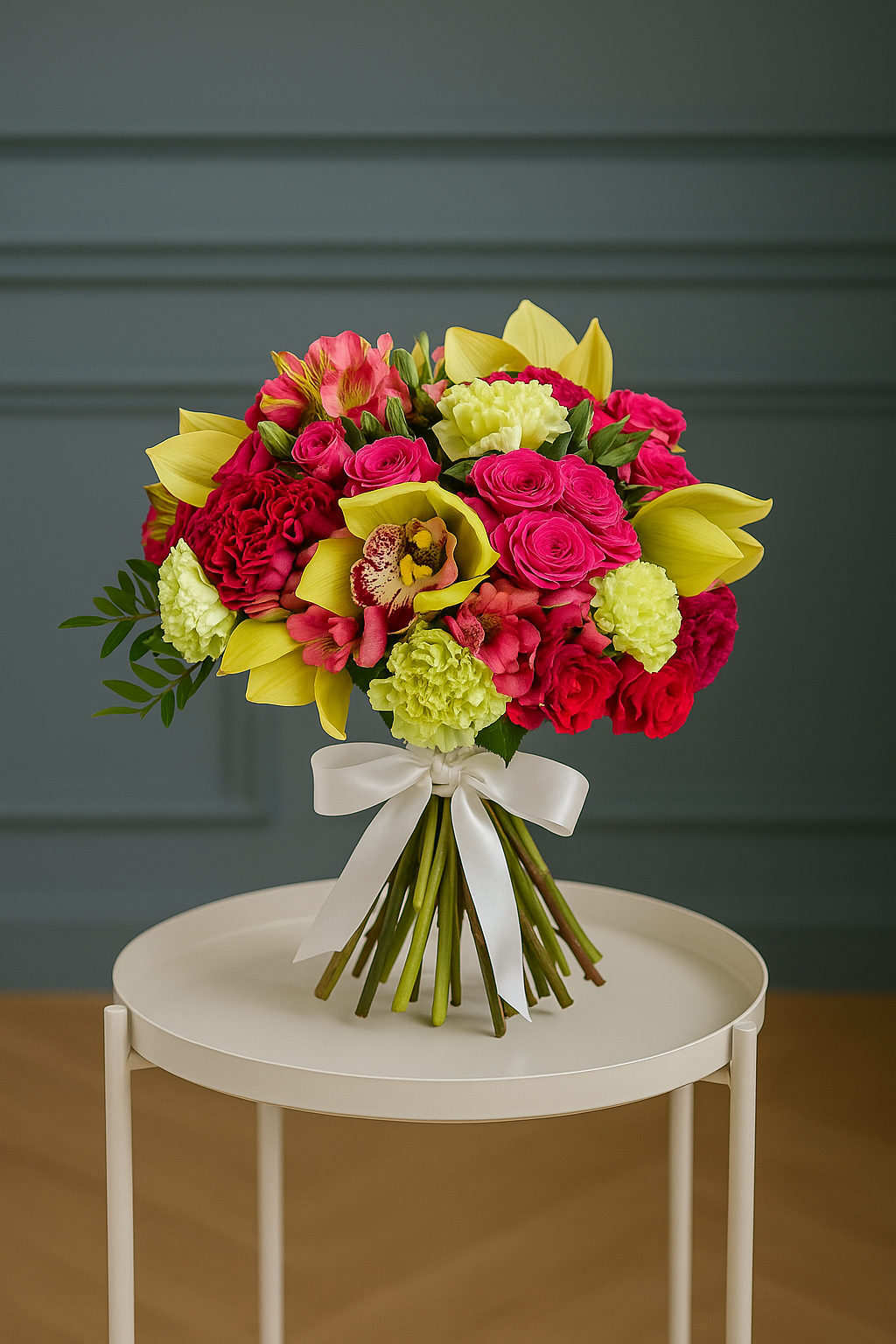 Tropical Bloom – Orchid & Rose Luxury Vase Bouquet