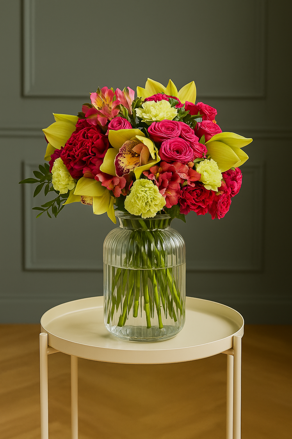 Tropical Bloom – Orchid & Rose Luxury Vase Bouquet