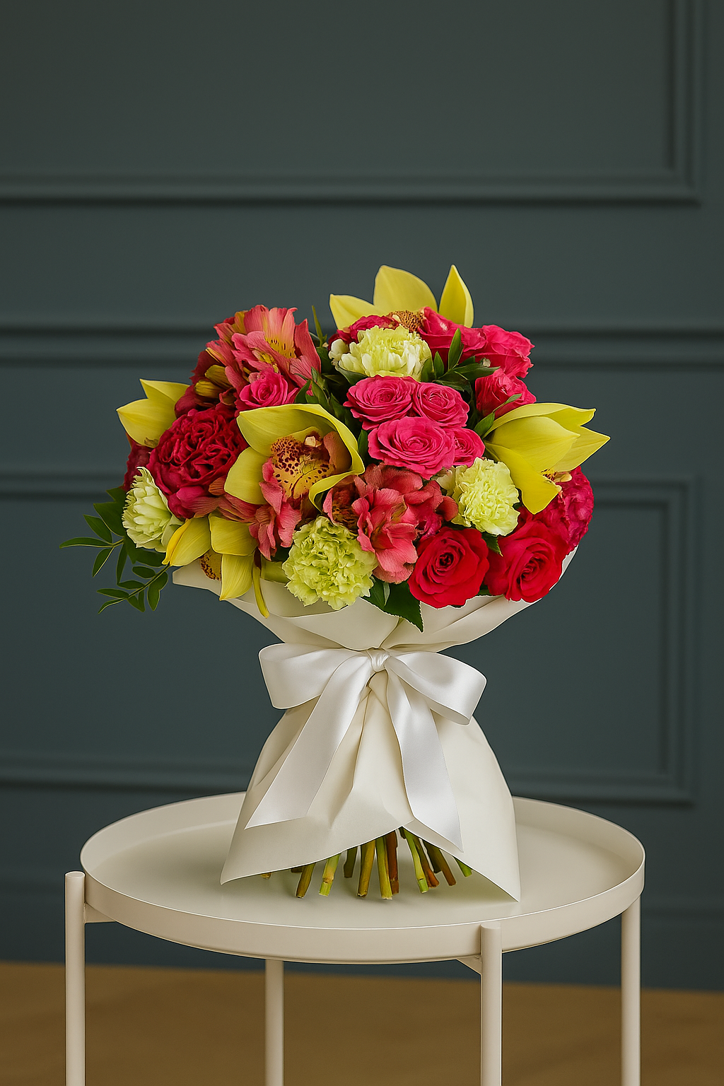 Tropical Bloom – Orchid & Rose Luxury Vase Bouquet