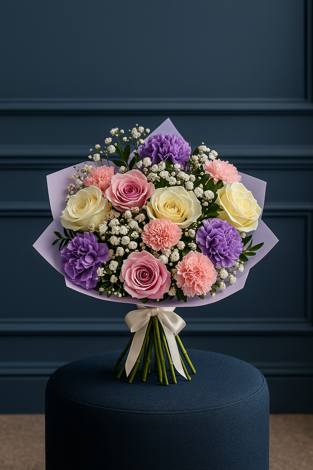 Pastel Rose, Carnation & Gypsophila Bouquet