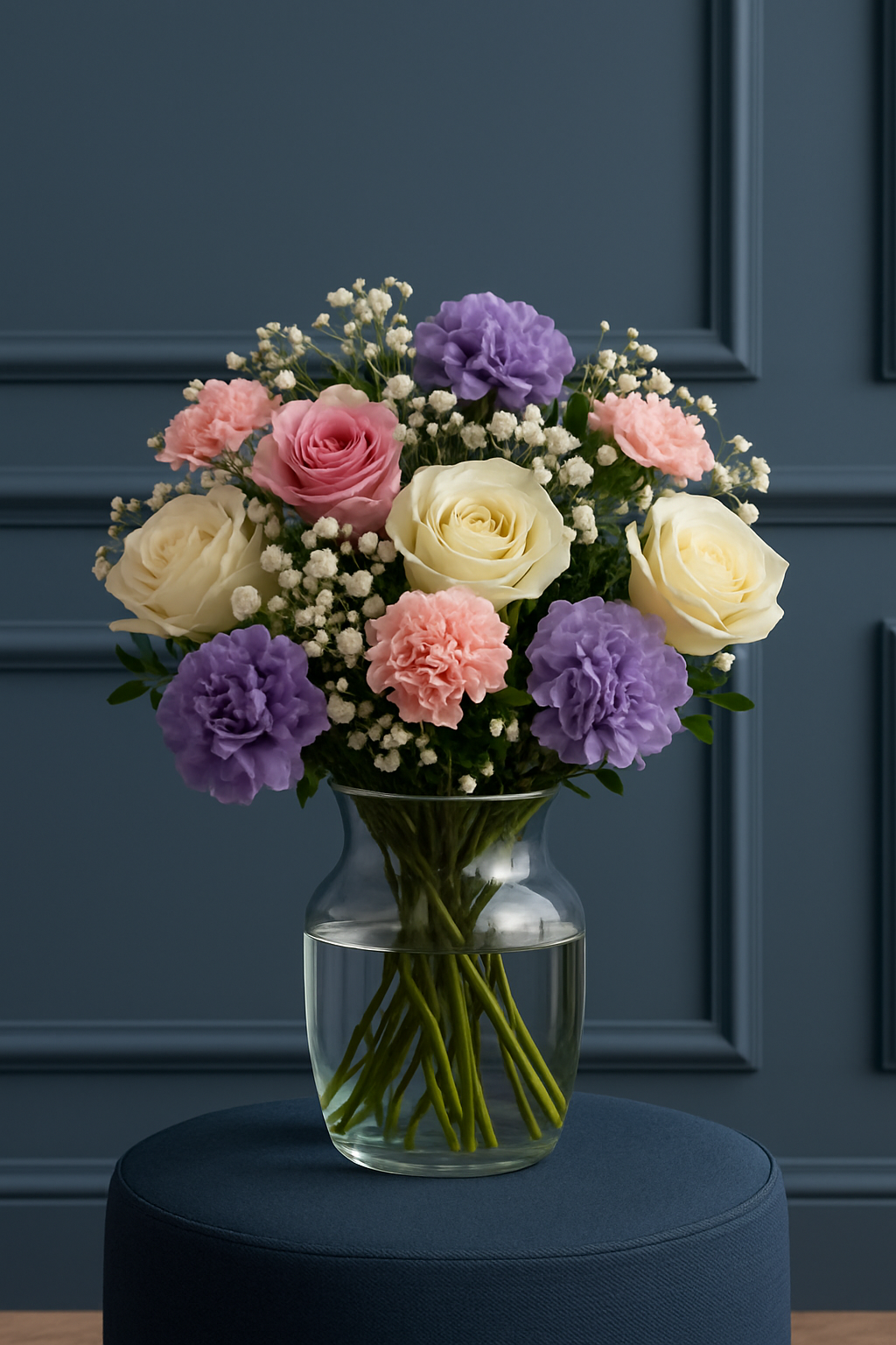 Pastel Rose, Carnation & Gypsophila Bouquet