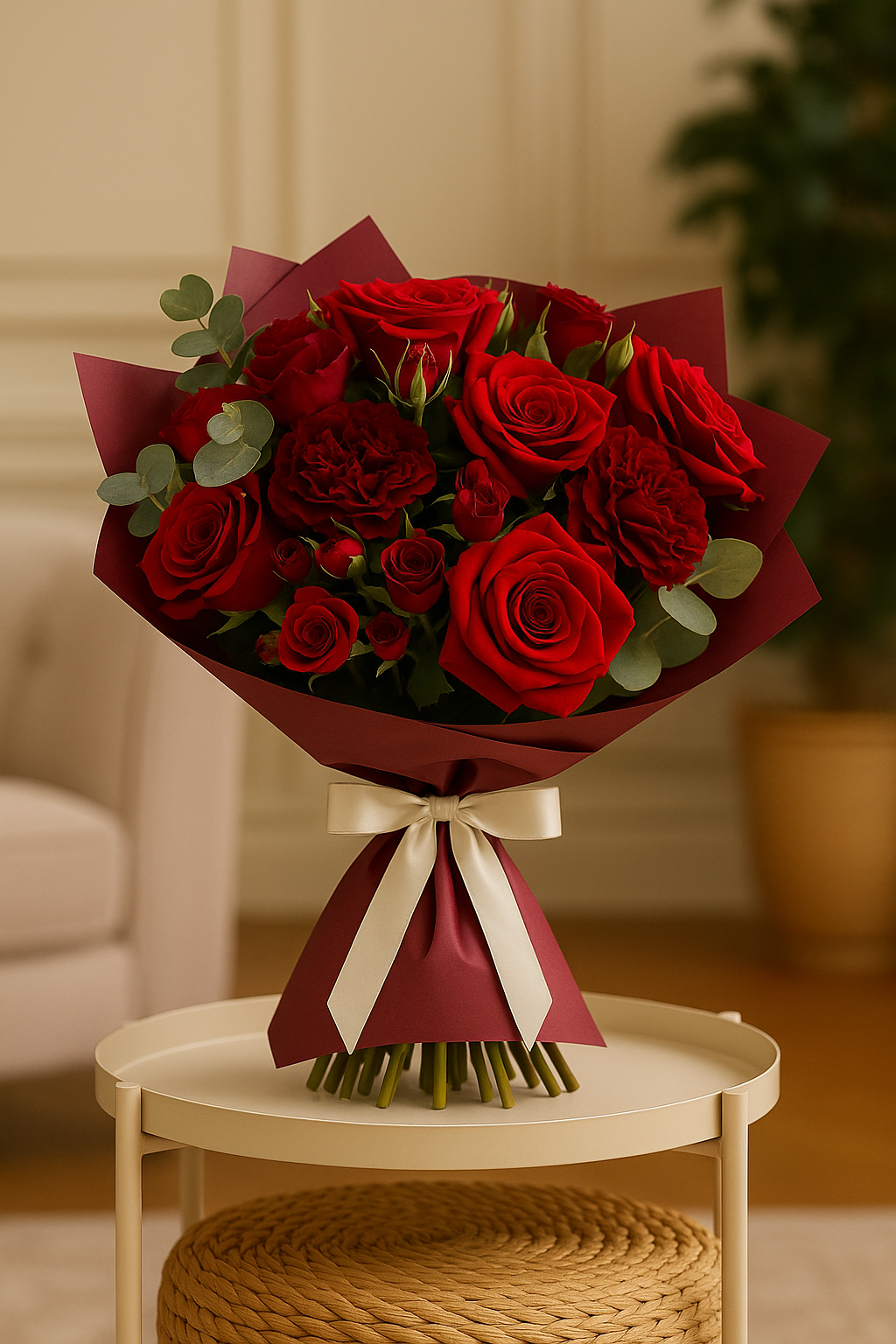 Scarlet Passion – Red Rose & Carnation Bouquet