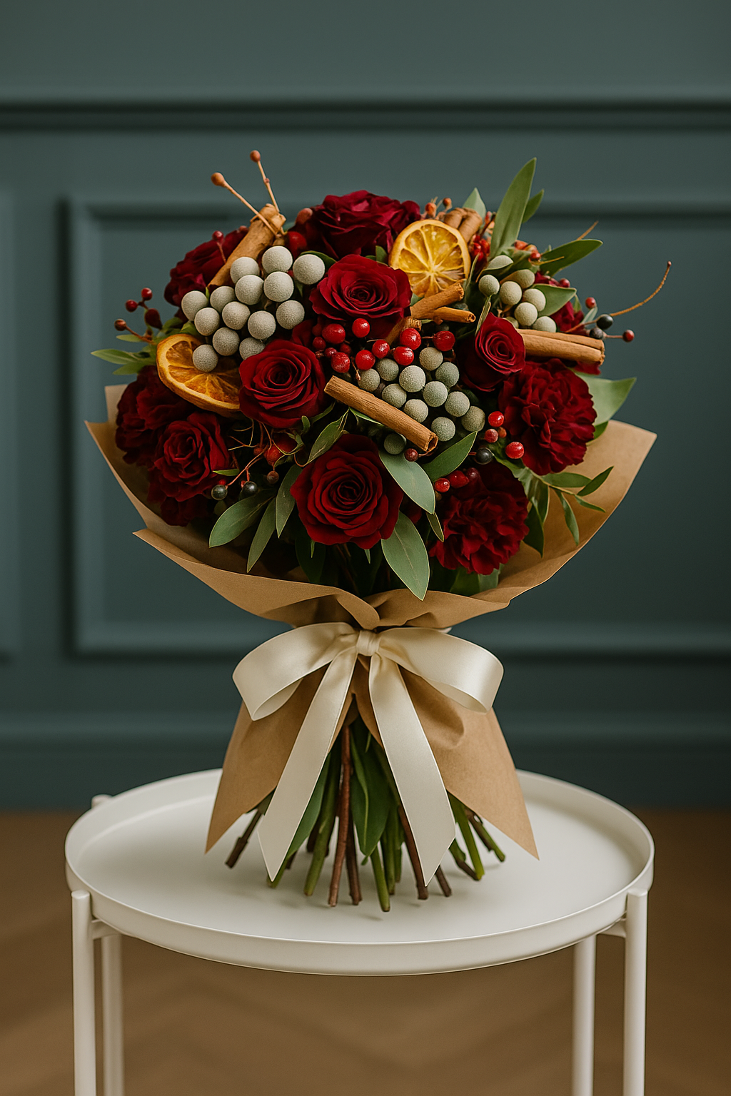 Festive Spice – Red Rose & Cinnamon Christmas Bouquet