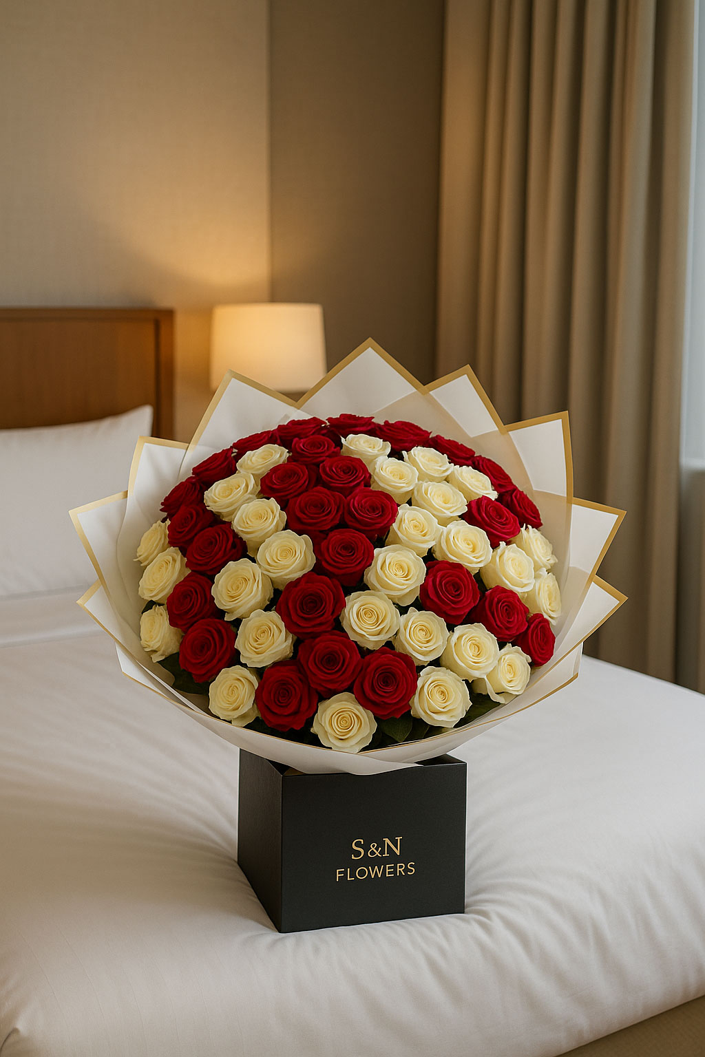 Royal Red and White Rose Flower Bouquet