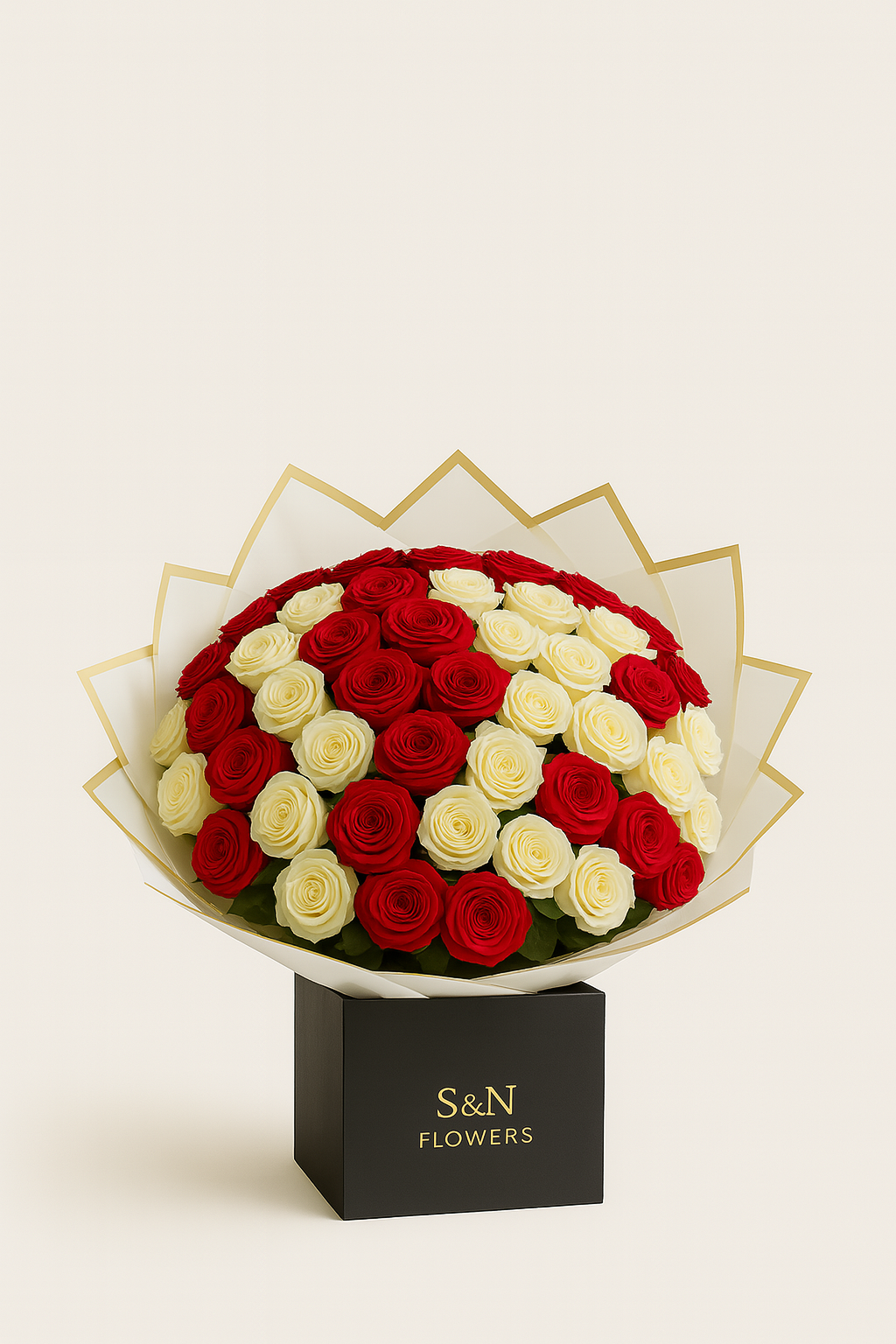 Royal Red and White Rose Bouquet