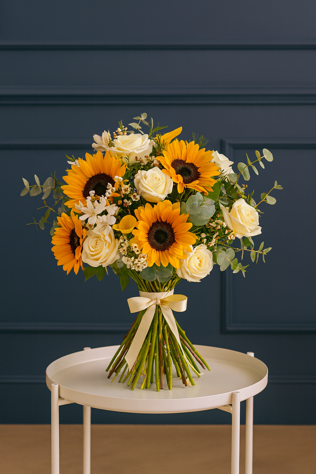 Sunflower & White Rose Bouquet