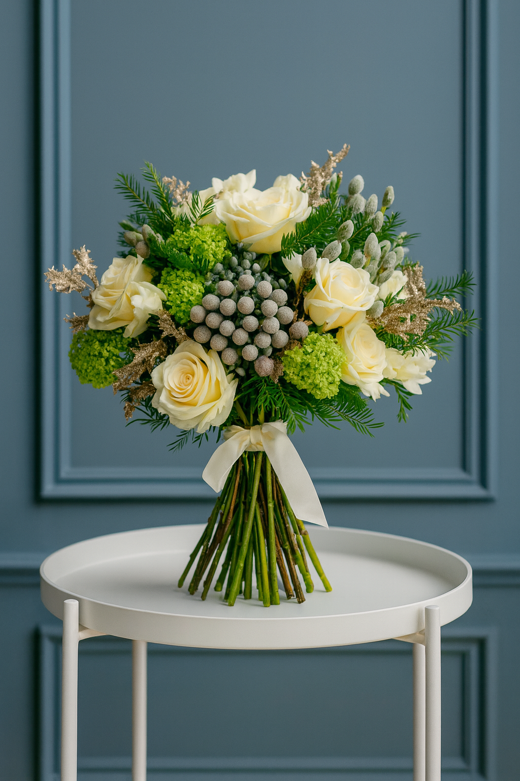 White Rose & Brunia Winter Bouquet