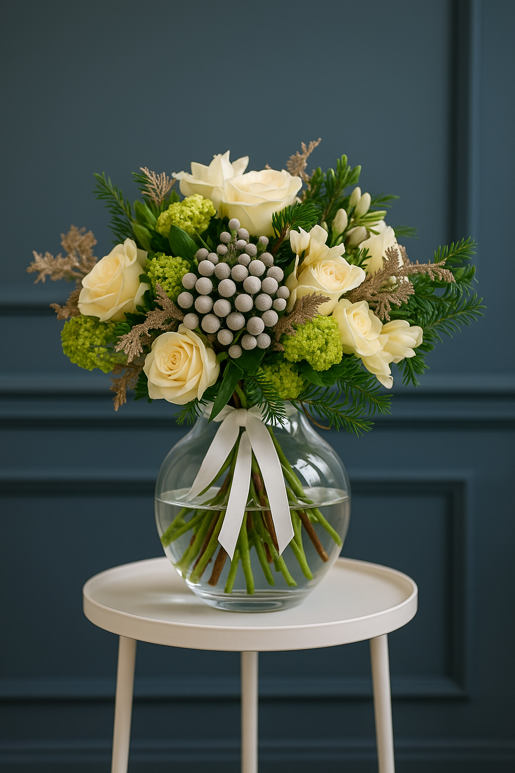 White Rose & Brunia Winter Bouquet