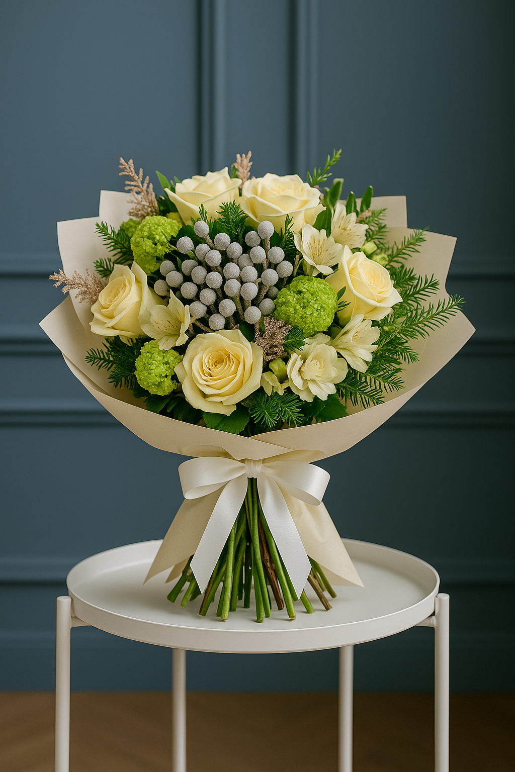 White Rose & Brunia Winter Bouquet