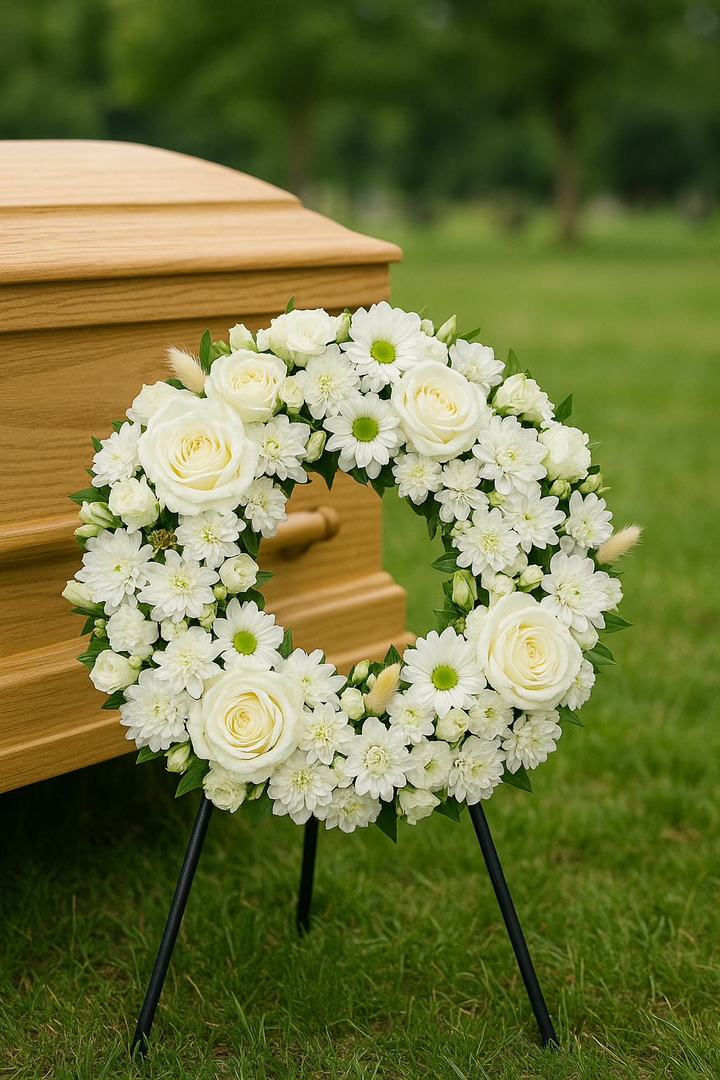 White Rose & Daisy Funeral Wreath Tribute