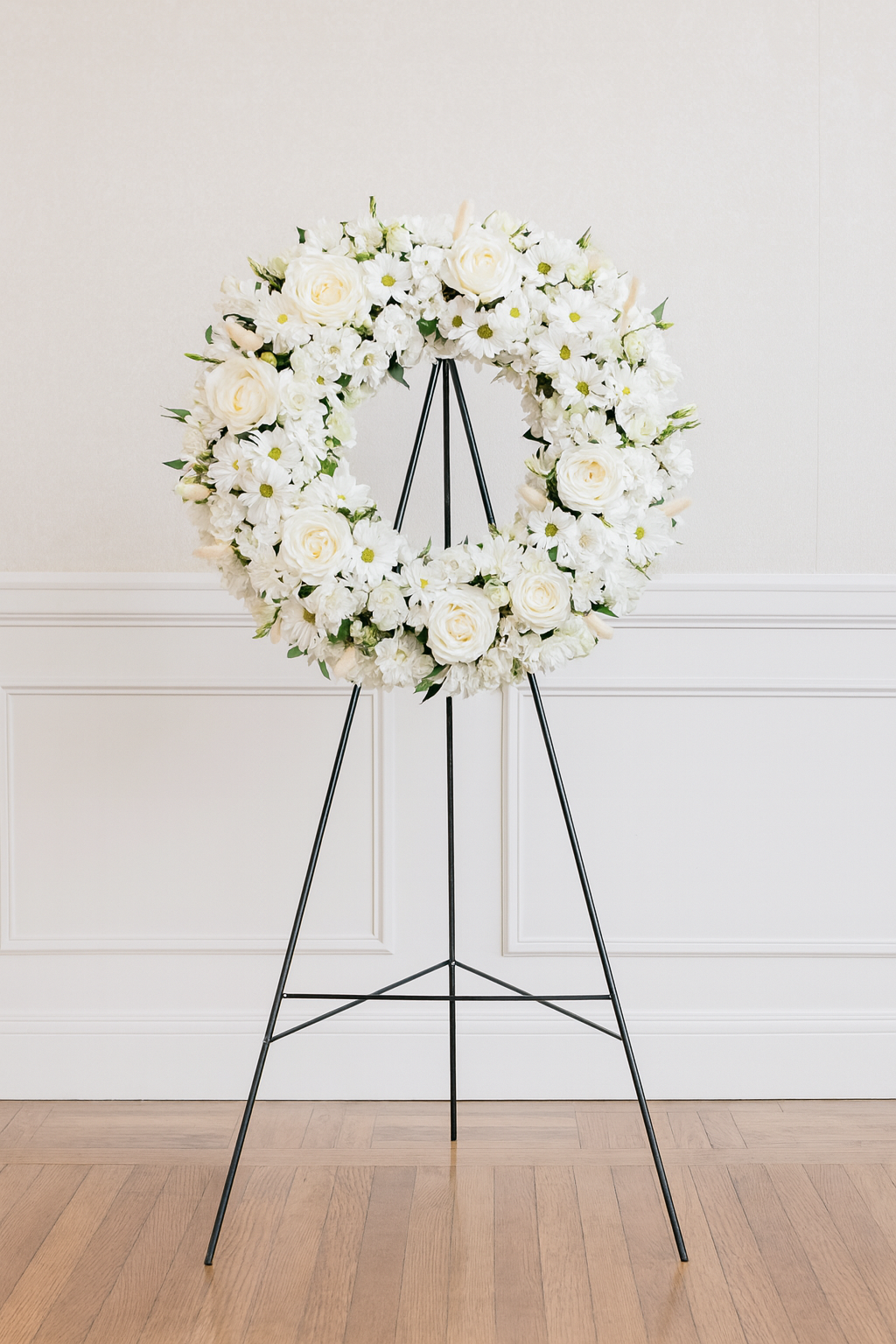 White Rose & Daisy Funeral Wreath Tribute