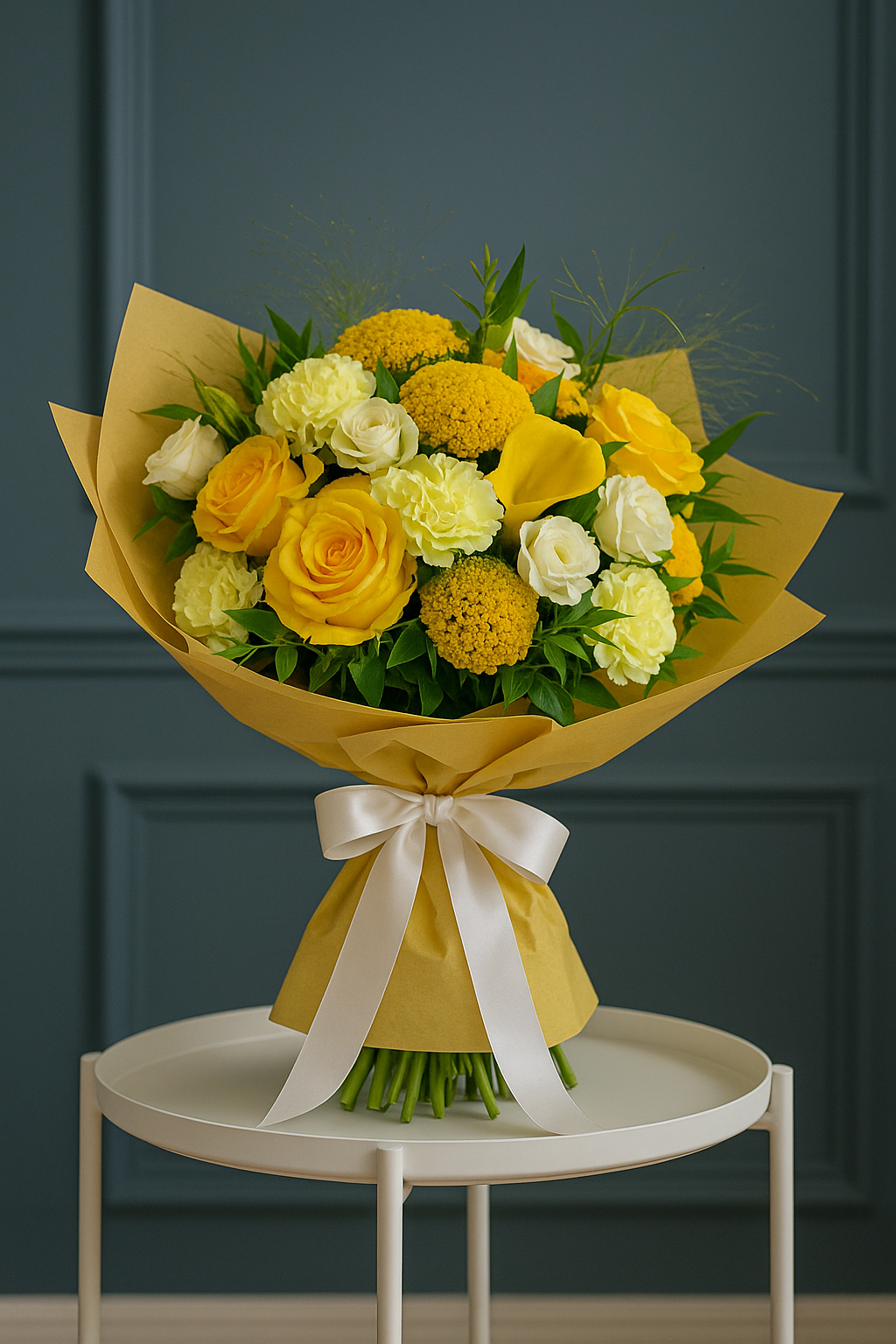 Yellow Rose, Calla Lily & Achillea Bouquet