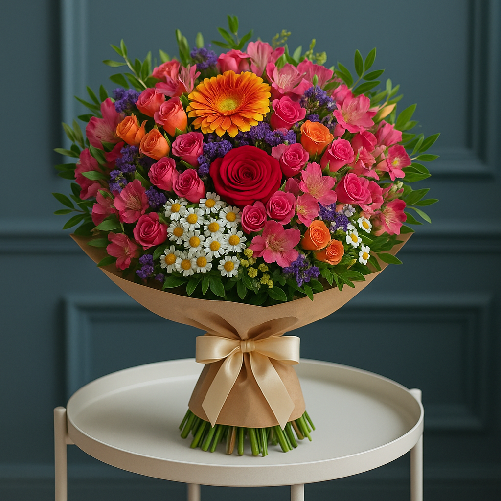 Vibrant Rainbow Rose & Gerbera Bouquet
