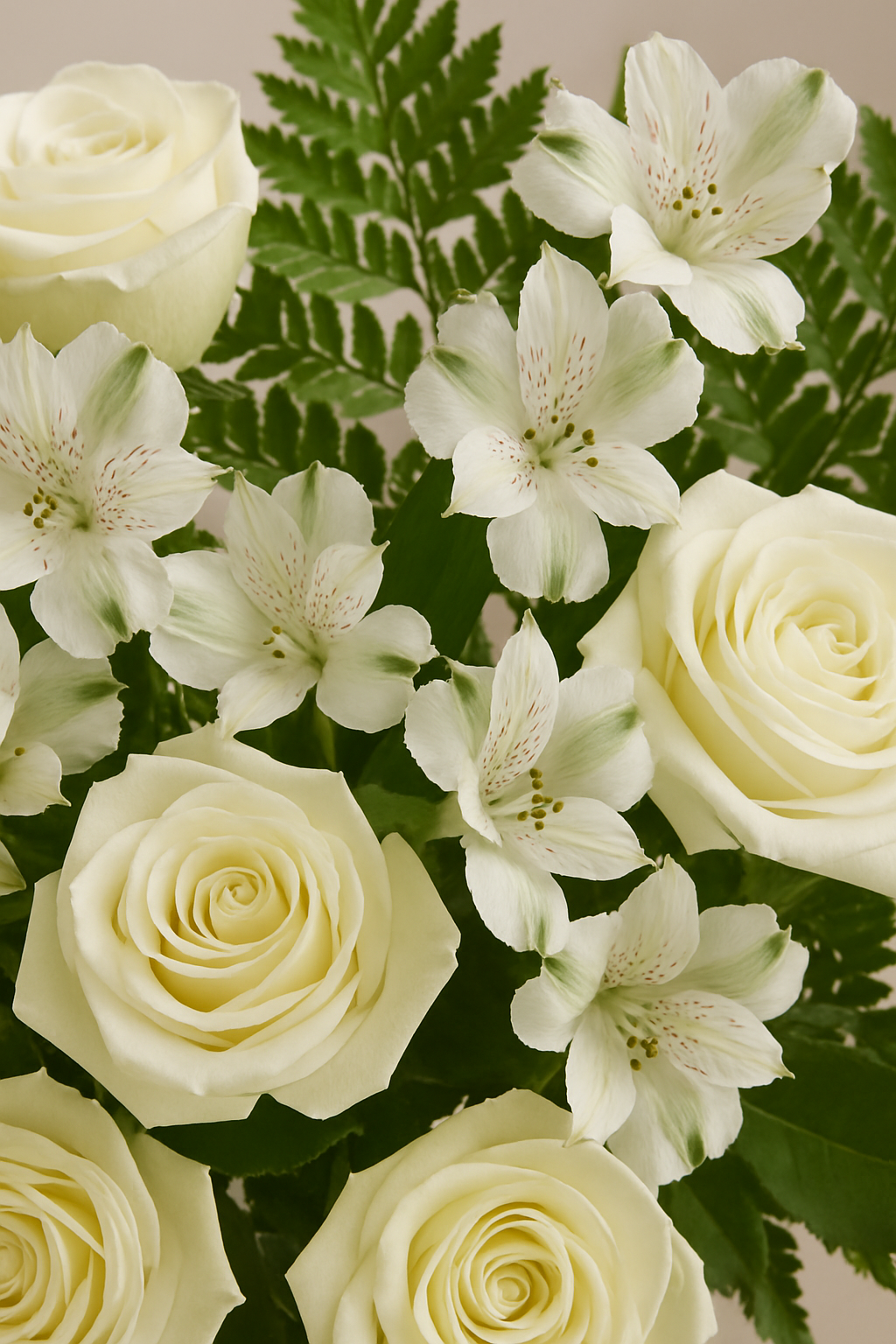 Peaceful White Rose & Alstroemeria