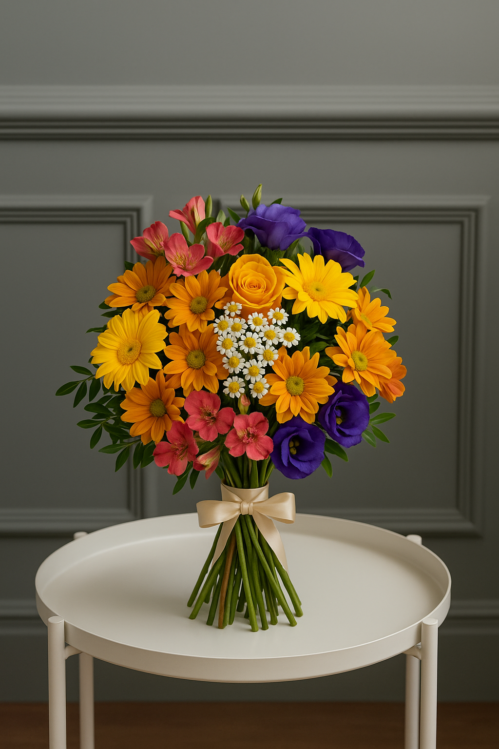 Bright Sunshine Bouquet – Gerberas, Roses & Lisianthus