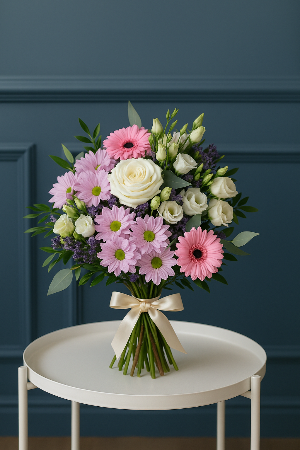 Pastel Pink Daisy and White Rose Bouquet