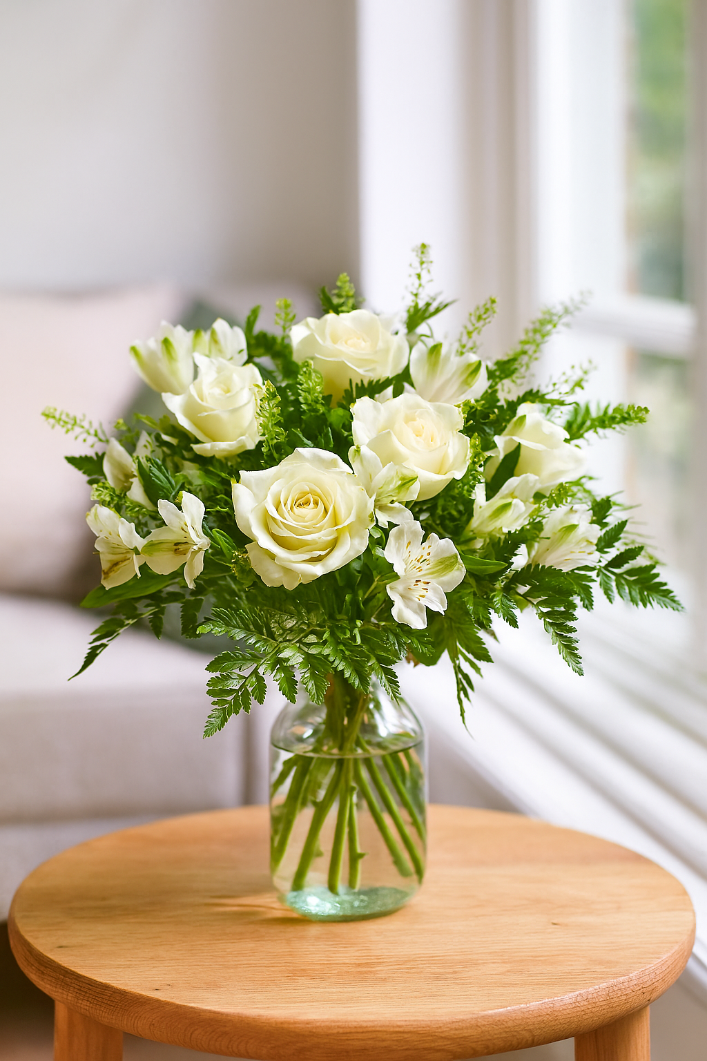 Peaceful White Rose & Alstroemeria